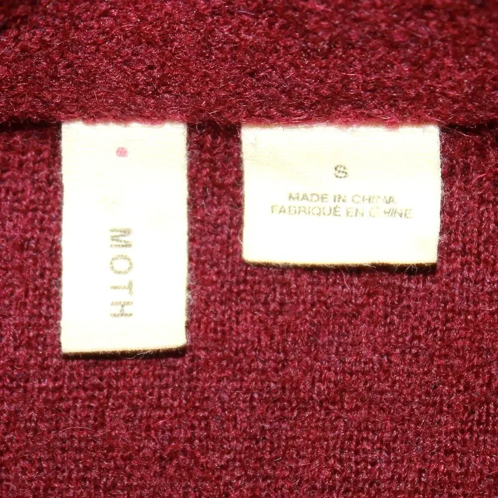 Anthropologie Anthro MOTH 100% Wool Burgundy Motorcycle Jacket Blazer Y2K Small